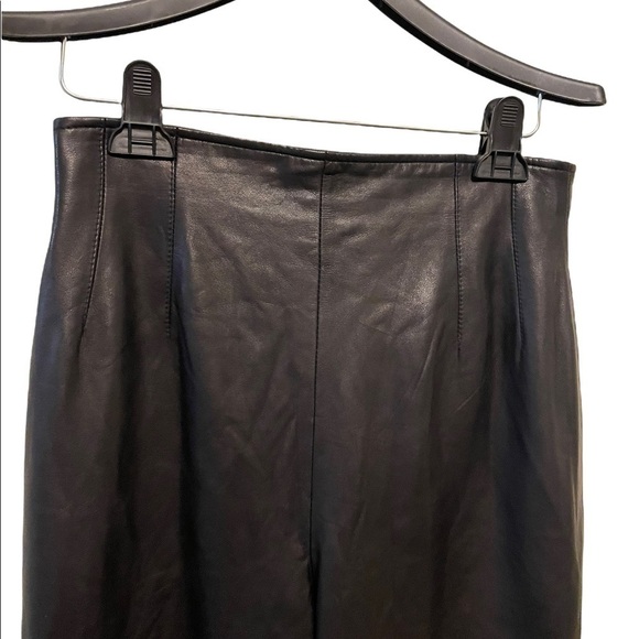 Vintage Emanuel Ungaro Leather High Rise Waist Tapered Straight Leg Pants - Picture 5 of 8